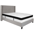 Flash Furniture Riverdale Tufted Full Wingback Platform Bed in Gray