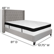 Flash Furniture Riverdale Tufted Full Wingback Platform Bed in Gray