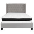 Flash Furniture Riverdale Tufted Full Wingback Platform Bed in Gray