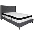 Flash Furniture Riverdale Tufted Queen Wingback Platform Bed in Gray