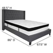 Flash Furniture Riverdale Tufted Queen Wingback Platform Bed in Gray