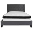 Flash Furniture Riverdale Tufted Queen Wingback Platform Bed in Gray