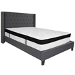 Flash Furniture Riverdale Tufted Twin Wingback Platform Bed in Gray