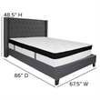 Flash Furniture Riverdale Tufted Twin Wingback Platform Bed in Gray
