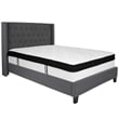 Flash Furniture Riverdale Tufted Full Wingback Platform Bed in Gray