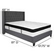 Flash Furniture Riverdale Tufted Full Wingback Platform Bed in Gray