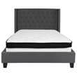 Flash Furniture Riverdale Tufted Full Wingback Platform Bed in Gray