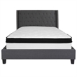 Flash Furniture Riverdale Tufted Queen Wingback Platform Bed in Gray