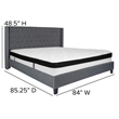 Flash Furniture Riverdale Tufted King Wingback Platform Bed in Gray
