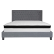 Flash Furniture Riverdale Tufted King Wingback Platform Bed in Gray