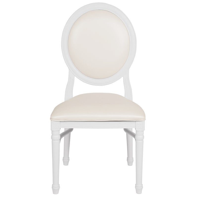 Flash Furniture Hercules King Louis Faux Leather Dining Side Chair in White