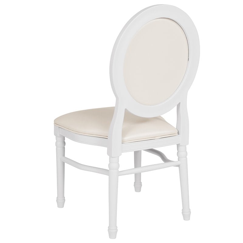 Flash Furniture Hercules King Louis Faux Leather Dining Side Chair in White
