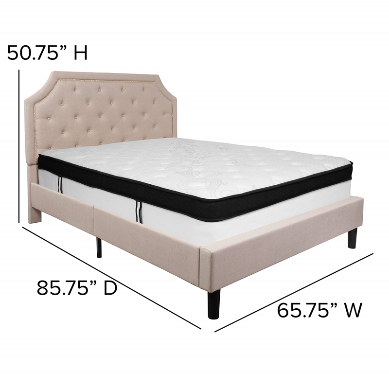 Flash Furniture Brighton Tufted Full Platform Bed in Light Gray