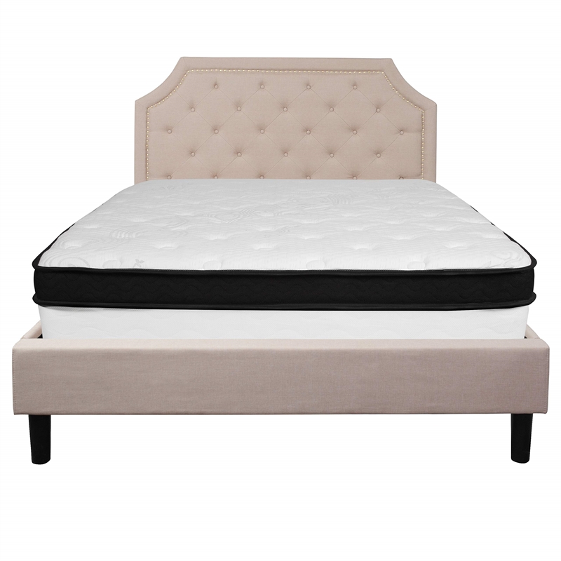 Flash Furniture Brighton Tufted Queen Platform Bed in Dark Gray