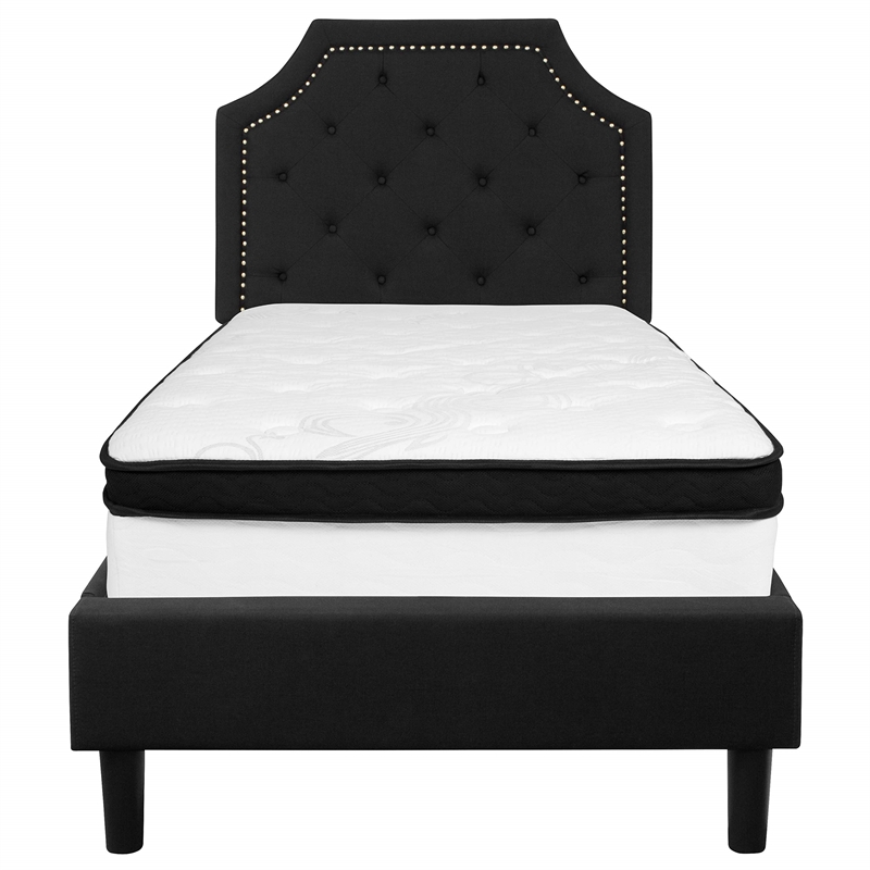Flash Furniture Brighton Tufted Twin Platform Bed in Black