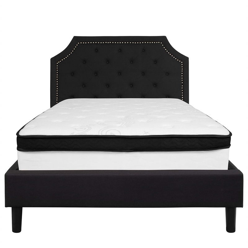 Flash Furniture Brighton Tufted Full Platform Bed in Black