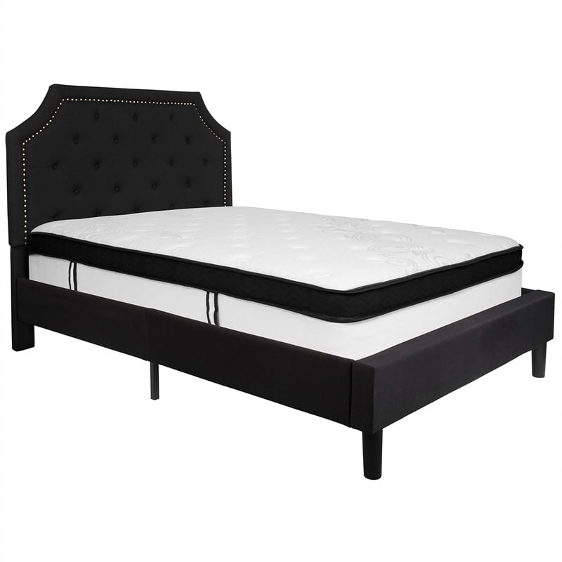 Flash Furniture Brighton Tufted Full Platform Bed in Black