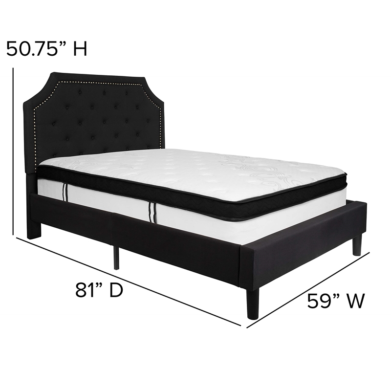 Flash Furniture Brighton Tufted Full Platform Bed in Black