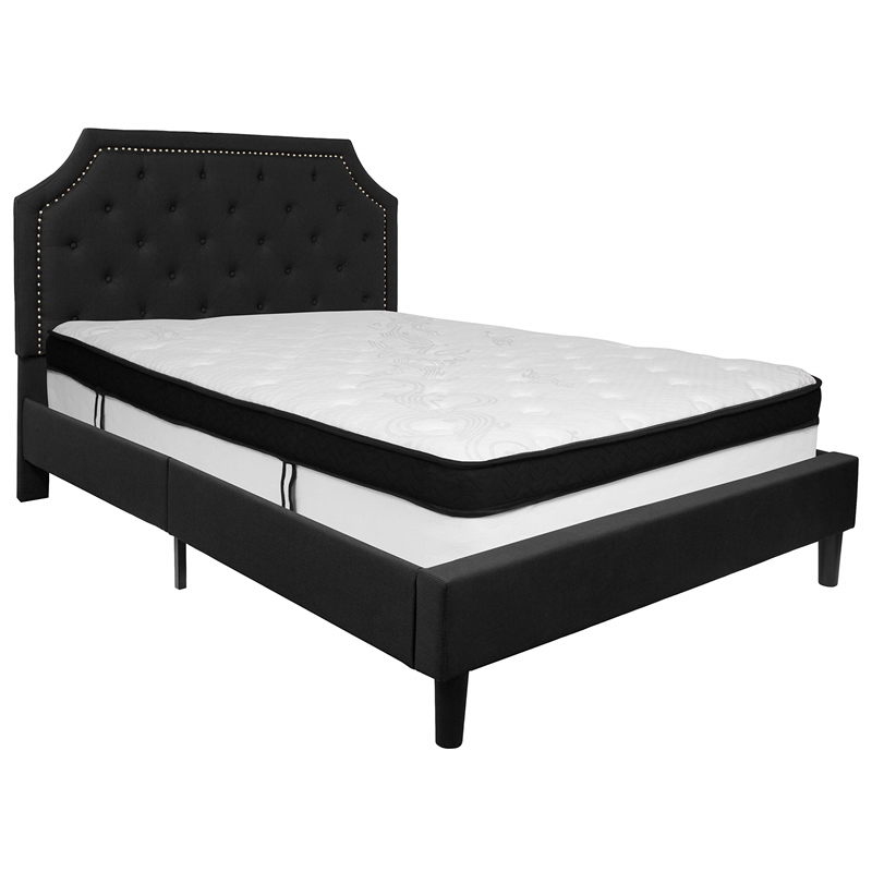 Flash Furniture Brighton Tufted Queen Platform Bed in Black
