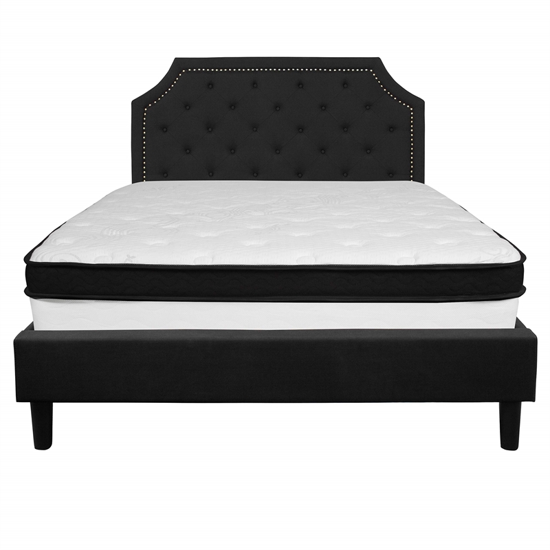 Flash Furniture Brighton Tufted Queen Platform Bed in Black