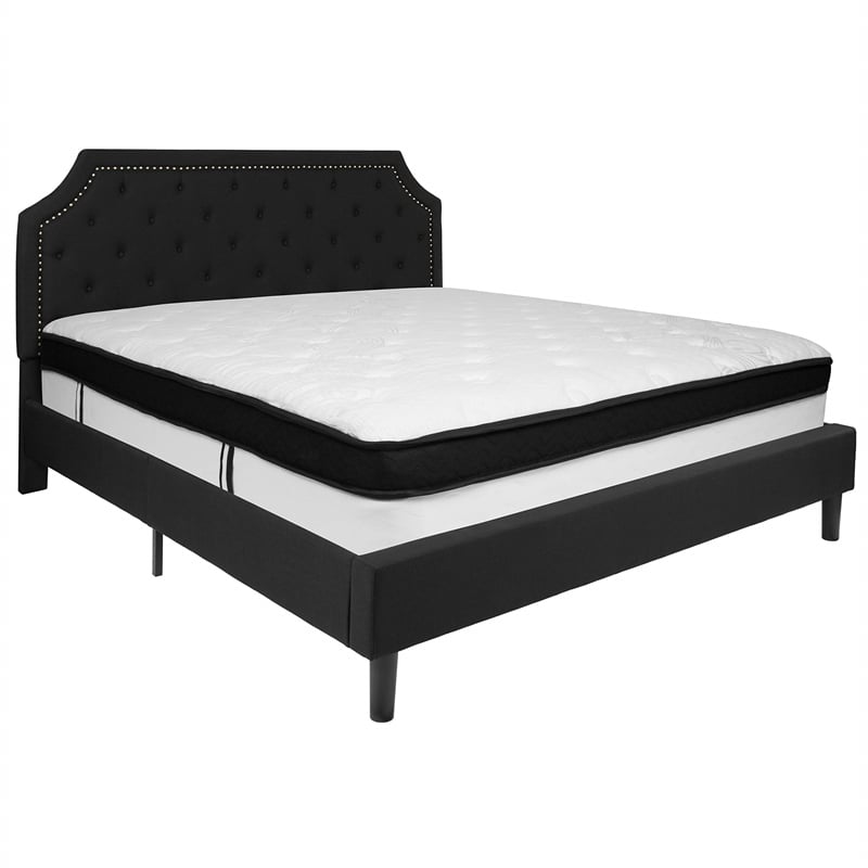 Flash Furniture Brighton Tufted King Platform Bed in Black
