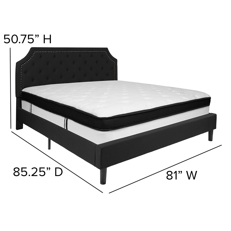 Flash Furniture Brighton Tufted King Platform Bed in Black