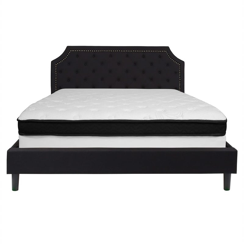 Flash Furniture Brighton Tufted King Platform Bed in Black