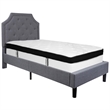 Flash Furniture Brighton Tufted Twin Platform Bed in Light Gray