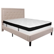Flash Furniture Roxbury Tufted Queen Platform Bed in Beige