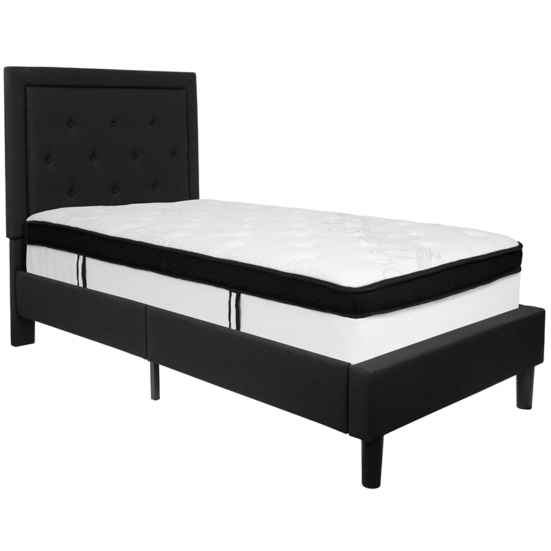 Flash Furniture Roxbury Tufted Twin Platform Bed in Black