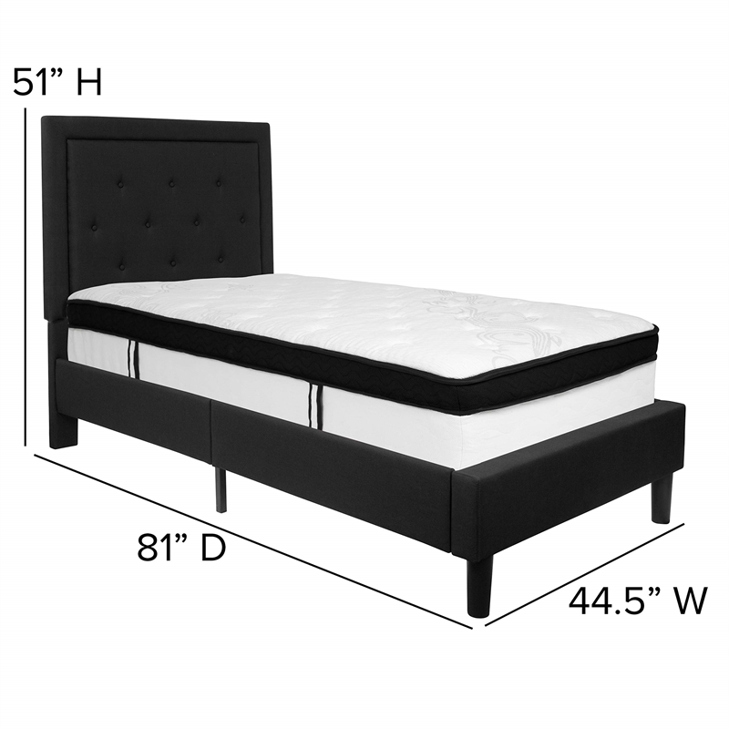 Flash Furniture Roxbury Tufted Twin Platform Bed in Black