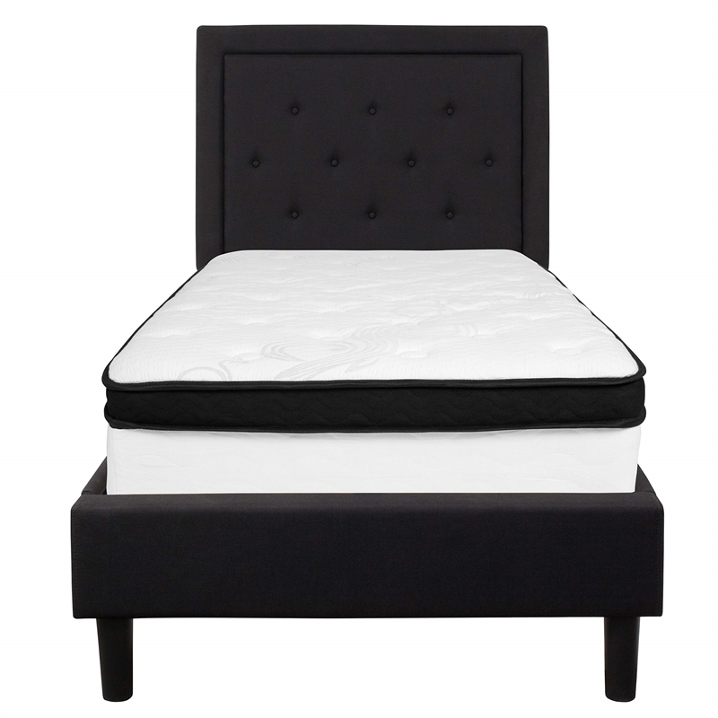 Flash Furniture Roxbury Tufted Twin Platform Bed in Black