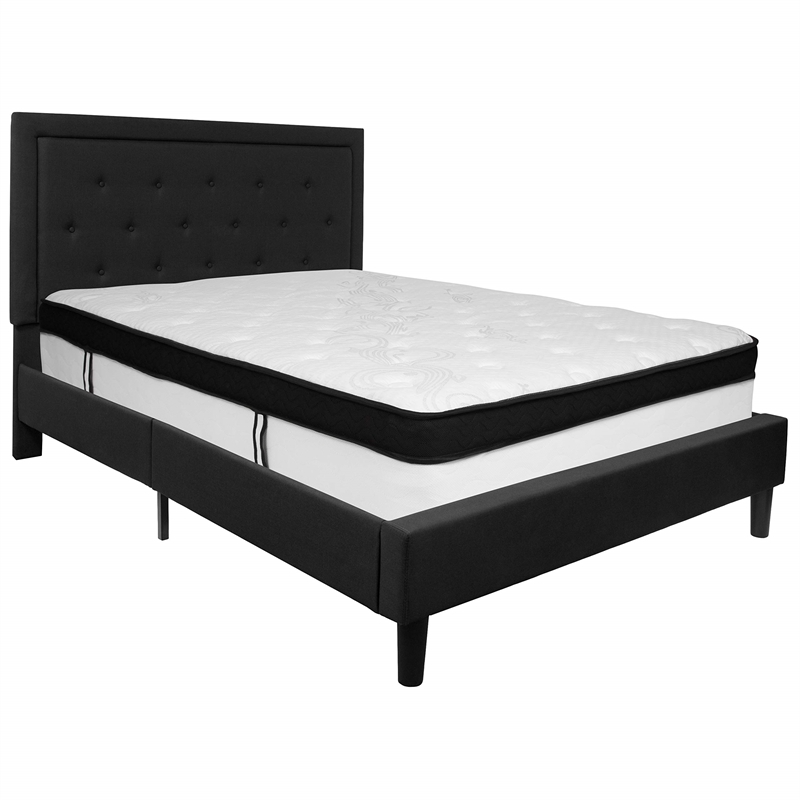 Flash Furniture Roxbury Tufted Full Platform Bed in Black