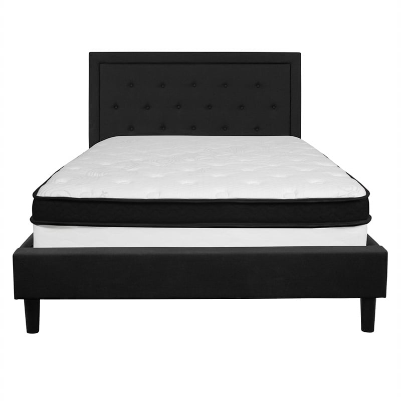 Flash Furniture Roxbury Tufted Queen Platform Bed in Black