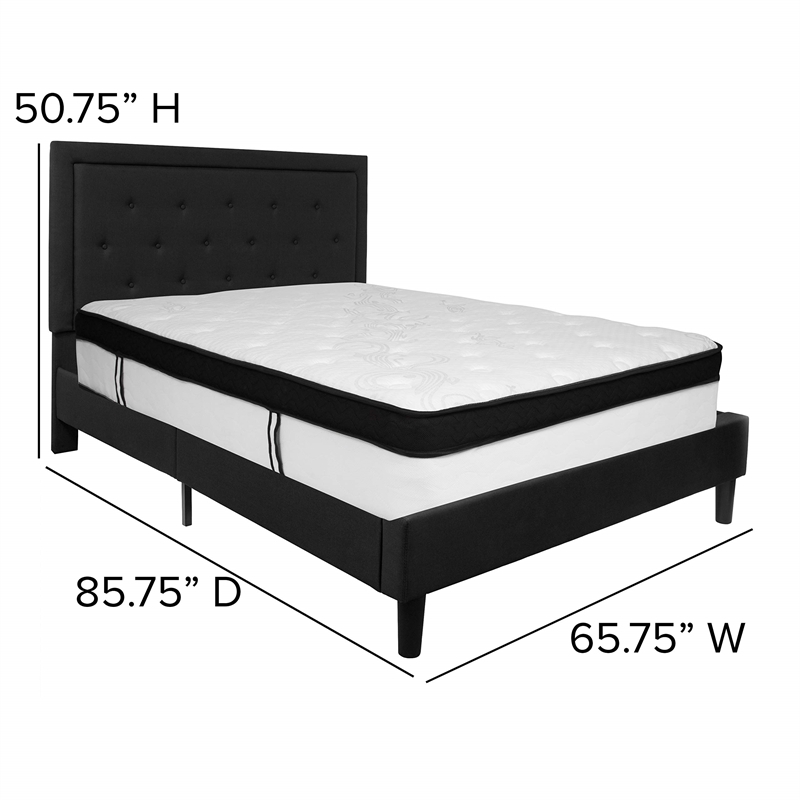 Flash Furniture Roxbury Tufted King Platform Bed in Black