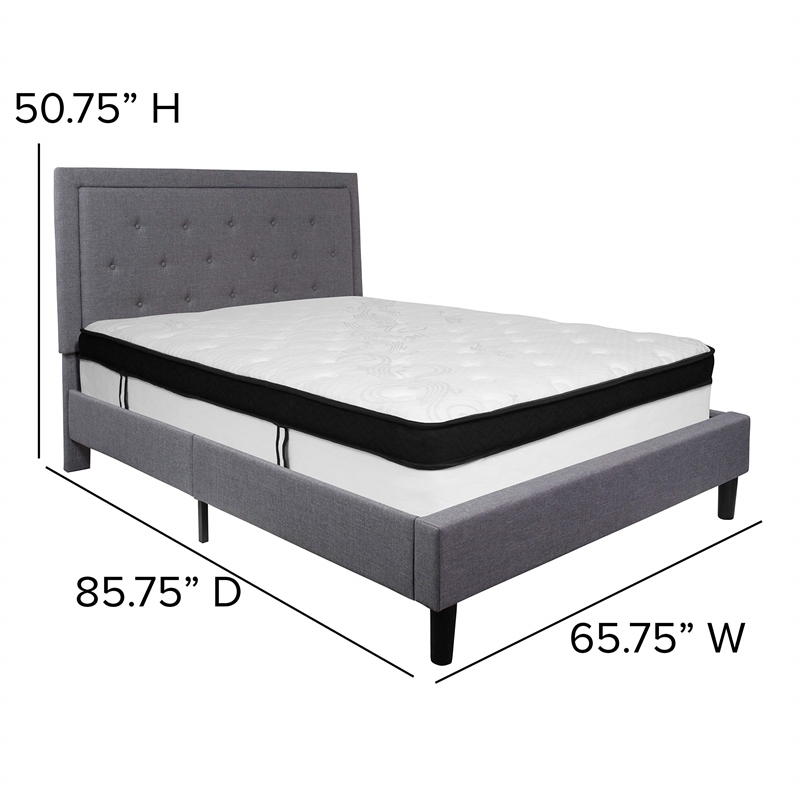 Flash Furniture Roxbury Tufted Twin Platform Bed in Light Gray