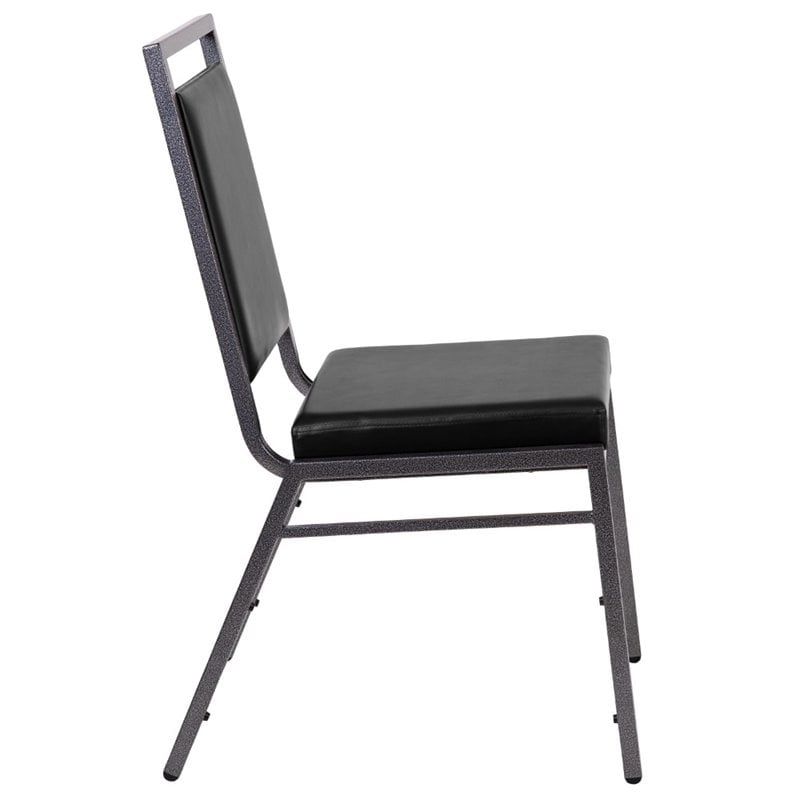 Flash Furniture Hercules Faux Leather Banquet Event Chair in Black and Silver