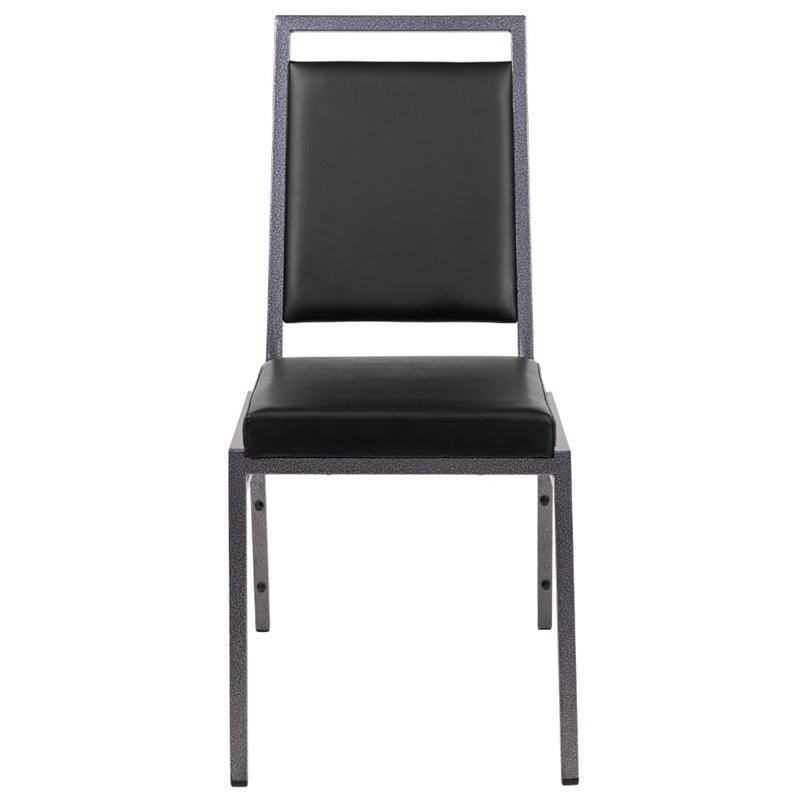 Flash Furniture Hercules Faux Leather Banquet Event Chair in Black and Silver