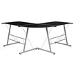 Flash Furniture Glass Top L Shaped Writing Desk in Black and Silver