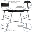 Flash Furniture Glass Top L Shaped Writing Desk in Black and Silver