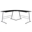 Flash Furniture Glass Top L Shaped Writing Desk in Black and Silver