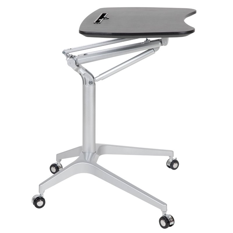 Flash Furniture Sit Down and Stand Up Desk in Black and Silver
