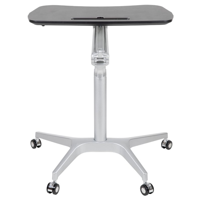 Flash Furniture Sit Down and Stand Up Desk in Black and Silver