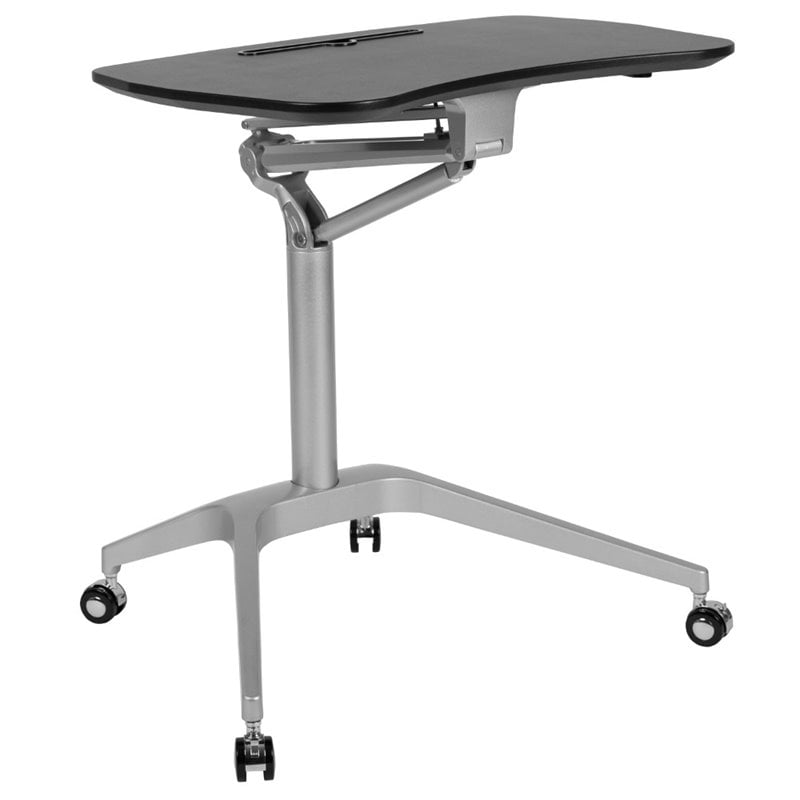 Flash Furniture Sit Down and Stand Up Desk in Black and Silver