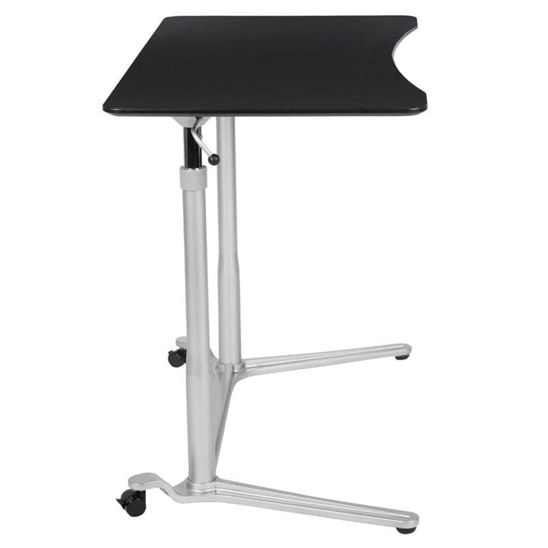 Flash Furniture Sit Down and Stand Up Desk in Black and Silver