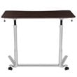 Flash Furniture Sit Down and Stand Up Desk in Dark Wood Grain and Silver