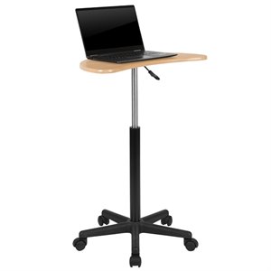 Flash Furniture Mobile Adjustable Laptop Desk in Maple and Black