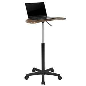 Flash Furniture Mobile Adjustable Laptop Desk in Rustic Walnut and Black