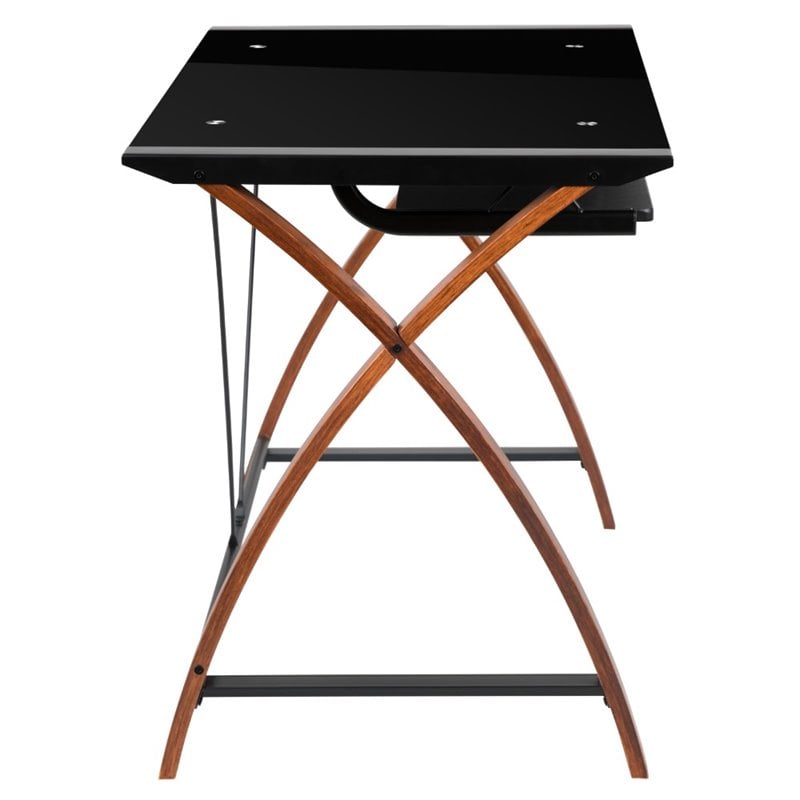 Flash Furniture Glass Top Computer Desk in Black and Cherry