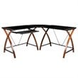 Flash Furniture Glass Top L Shaped Computer Desk in Black and Cherry